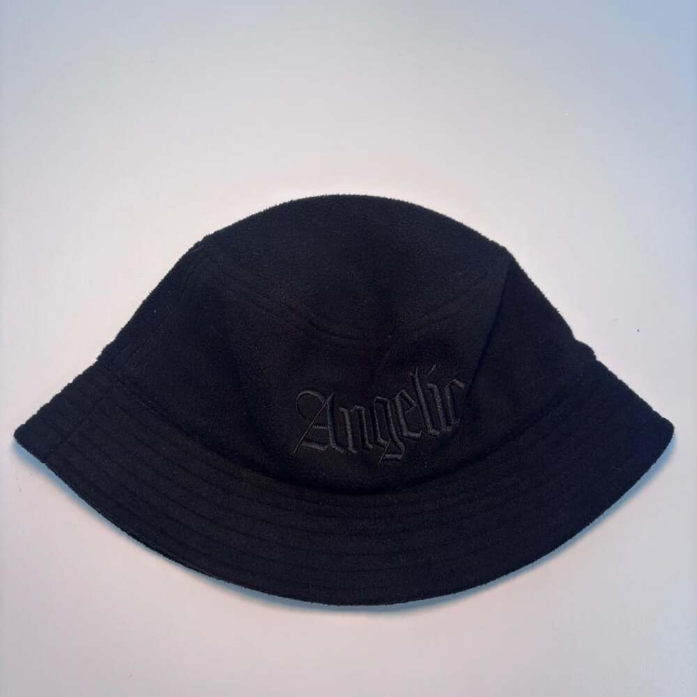 H&M Divided Angelic Black Bucket Hat XS/S Gothic Embroidered Streetwear